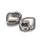 Tarnish Resistant 304 Stainless Steel Charms, Heart Lock, Stainless Steel Color, 11x9x3mm, Hole: 3x4mm, 5pc/Set