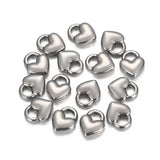 Tarnish Resistant 304 Stainless Steel Charms, Heart Lock, Stainless Steel Color, 11x9x3mm, Hole: 3x4mm, 5pc/Set