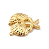 Ion Plating(IP) 304 Stainless Steel Pendants, Starfish & Shell Shapes, Real 18K Gold Plated, 21x20x4mm, Hole: 1.4mm, 20pc/Set