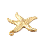 Ion Plating(IP) 304 Stainless Steel Pendants, Starfish Charms, Real 18K Gold Plated, 37x35x3mm, Hole: 3mm, 20pc/Set