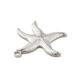 Non-Tarnish 304 Stainless Steel Pendants, Starfish Charms, Stainless Steel Color, 37x35x3mm, Hole: 3mm, 20pc/Set