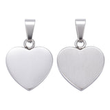 Tarnish Resistant Fashionable 304 Stainless Steel Stamping Blank Tag Pendants, Heart, Stainless Steel Color, 23~25x22x4mm, Hole: 3x6mm, 10pc/Set