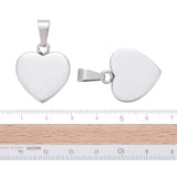 Tarnish Resistant Fashionable 304 Stainless Steel Stamping Blank Tag Pendants, Heart, Stainless Steel Color, 23~25x22x4mm, Hole: 3x6mm, 10pc/Set