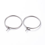 316 Surgical Stainless Steel Hoop Earring Findings, Wine Glass Charms Findings, Stainless Steel Color, 15x0.7mm, 21 Gauge, 100pcs/Set