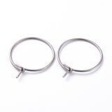 316 Surgical Stainless Steel Hoop Earring Findings, Wine Glass Charms Findings, Stainless Steel Color, 15x0.7mm, 21 Gauge, 100pcs/Set