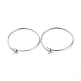 316 Surgical Stainless Steel Hoop Earring Findings, Wine Glass Charms Findings, Stainless Steel Color, 20x0.7mm, 21 Gauge, 100pcs/Set