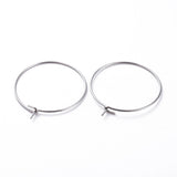 316 Surgical Stainless Steel Hoop Earring Findings, Wine Glass Charms Findings, Stainless Steel Color, 25x0.7mm, 21 Gauge, 100pcs/Set