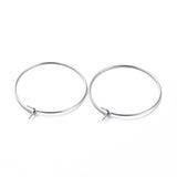 316 Surgical Stainless Steel Hoop Earring Findings, Wine Glass Charms Findings, Stainless Steel Color, 25x0.7mm, 21 Gauge, 100pcs/Set