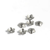 304 Stainless Steel Bead Caps, Flower, 5-Petal, Stainless Steel Color, 6x2mm, Hole: 1mm, 50pcs/Set