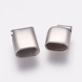 Tarnish Resistant 304 Stainless Steel Magnetic Clasps with Glue-in Ends, Rectangle, Frosted, Stainless Steel Color, 29x14x8.5mm, Hole: 6.5X12mm, 10Set/Set