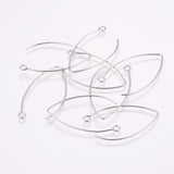 304 Stainless Steel Hoop Earrings, with Horizontal Loop, Stainless Steel Color, 41x22x0.8mm, 20 Gauge, Hole: 2.3mm, 200pcs/Set