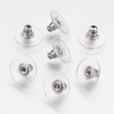 316 Surgical Stainless Steel Ear Nuts, Bullet Clutch Earring Backs with Pad, for Droopy Ears, with Plastic, Stainless Steel Color, 6x11mm, Hole: 0.5mm and 1mm, 100pc/Set