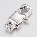 Tarnish Resistant 304 Stainless Steel Lobster Claw Clasps, Rectangle, Stainless Steel Color, 15x7x3mm, Hole: 2mm, 20pc/Set