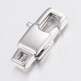 Tarnish Resistant 304 Stainless Steel Lobster Claw Clasps, Rectangle, Stainless Steel Color, 15x7x3mm, Hole: 2mm, 20pc/Set