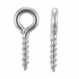 Tarnish Resistant 304 Stainless Steel Screw Eye Pin Peg Bails, For Half Drilled Beads, Stainless Steel Color, 10x4x1mm, Hole: 2mm, 500pc/Set