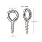 Tarnish Resistant 304 Stainless Steel Screw Eye Pin Peg Bails, For Half Drilled Beads, Stainless Steel Color, 8x4x1mm, Hole: 2mm, 500pc/Set