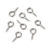 Tarnish Resistant 304 Stainless Steel Screw Eye Pin Peg Bails, For Half Drilled Beads, Stainless Steel Color, 8x4x1mm, Hole: 2mm, 500pc/Set