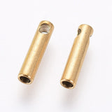 Ion Plating(IP) 304 Stainless Steel Cord Ends, End Caps, Column, Golden, 7x1.6mm, Hole: 0.8mm, Inner Diameter: 1mm, 20pc/Set