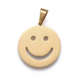 Ion Plating(IP) 304 Stainless Steel Pendants, Laser Cut, Smile Face, Golden, 19.5x17.5x1.1mm, Hole: 3x6mm, 10pc/Set