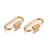 Ion Plating(IP) 304 Stainless Steel Screw Carabiner Lock Charms, for Necklaces Making, Oval, Golden, 26x14x4mm, Screw: 8x4mm, 10pc/Set