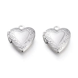 Non-Tarnish 316 Stainless Steel Locket Pendants, Photo Frame Charms for Necklaces, Heart, Stainless Steel Color, Tray: 8x7.5mm, 15x13x4.5mm, Hole: 1.5mm, 10pc/Set