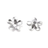 304 Stainless Steel Bead Caps, 5-Petal, Flower, Stainless Steel Color, 6x6.5x1.5mm, Hole: 1.2mm, 200pcs/Set