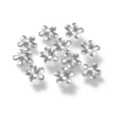 304 Stainless Steel Bead Caps, 5-Petal, Flower, Stainless Steel Color, 6x6.5x1.5mm, Hole: 1.2mm, 200pcs/Set