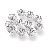 304 Stainless Steel Fancy Bead Caps, Multi-Petal, Flower, Stainless Steel Color, 7x7x2.5mm, Hole: 1mm, 200pcs/Set