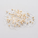 Eco-Friendly Plastic Earring Hooks, with 304 Stainless Steel Beads and Horizontal Loop, Round, Real 18k Gold Plated, 15.5x8x0.7mm, Hole: 1.2mm, 24 Gauge, Pin: 0.5mm, 100pcs/Set