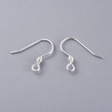 304 Stainless Steel Earring Hooks, Ear Wire, Silver, 17x18.5x2.5mm, Hole: 1.8mm, 20 Gauge, Pin: 0.8mm, 10pcs/Set