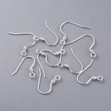 304 Stainless Steel Earring Hooks, Ear Wire, Silver, 17x18.5x2.5mm, Hole: 1.8mm, 20 Gauge, Pin: 0.8mm, 10pcs/Set