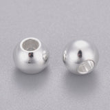 201 Stainless Steel Beads, Round, Silver, 8x6.5mm, Hole: 3mm, 10pcs/Set