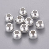 201 Stainless Steel Beads, Round, Silver, 8x6.5mm, Hole: 3mm, 10pcs/Set