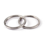 Tarnish Resistant 304 Stainless Steel Split Key Rings, Keychain Clasp Findings, Stainless Steel Color, 2x25mm, 100pc/Set