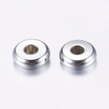 Tarnish Resistant 304 Stainless Steel Spacer Beads, Flat Round, Stainless Steel Color, 6x2mm, Hole: 1.8mm, 100pc/Set