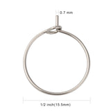 316 Surgical Stainless Steel Wine Glass Charms Rings, Hoop Earring Findings, DIY Material for Basketball Wives Hoop Earrings, Stainless Steel Color, 15x0.7mm, 21 Gauge, 100pcs/Set