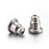 Tarnish Resistant 304 Stainless Steel Ear Nuts, Earring Backs, Stainless Steel Color, 5.5x5mm, Hole: 0.65mm, 100pc/Set