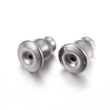 Tarnish Resistant 304 Stainless Steel Ear Nuts, Earring Backs, Stainless Steel Color, 5.5x5mm, Hole: 0.65mm, 100pc/Set