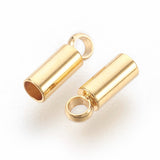 304 Stainless Steel Cord Ends, End Caps, Golden, 8x2.5mm, Hole: 1.5mm, Inner Diameter: 2mm, 100pc/Set