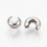 Tarnish Resistant 304 Stainless Steel Crimp Beads Covers, Stainless Steel Color, 4.5mm In Diameter, Hole: 2mm, 200pc/Set