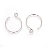 304 Stainless Steel Earring Hooks, Ear Wire, with Horizontal Loop, Stainless Steel Color, 22x18mm, Hole: 2.5mm, 20 Gauge, Pin: 0.8mm, 200pcs/Set