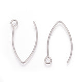 304 Stainless Steel Earring Hooks, Ear Wire, with Horizontal Loop, Stainless Steel Color, 26x15.5mm, Hole: 2.5mm, 20 Gauge, Pin: 0.8mm, 100pcs/Set