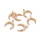 304 Stainless Steel Pendants, Double Horn/Crescent Moon, Golden, 16.5x14.5x2mm, Hole: 2.3mm, 10pcs/Set