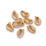 304 Stainless Steel Charms, with Jump Ring, Cowrie Shell, Golden, 11.5x7.7x3mm, Hole: 3.5mm, 10pc/Set