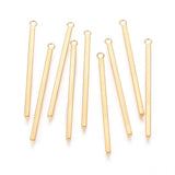 Ion Plating(IP) 304 Stainless Steel Pendants, Bar, Golden, 43x2x2mm, Hole: 1.8mm, 10pc/Set