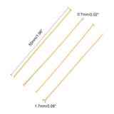 304 Stainless Steel Flat Head Pins, Golden, 50x0.7mm, 21 Gauge, Head: 2mm, 200pc/Set