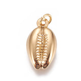 PVD Vacuum Plating 304 Stainless Steel Pendants, Cowrie Shell, Golden, 18.6x10.4x3.6mm, Hole: 5mm, 10pc/Set