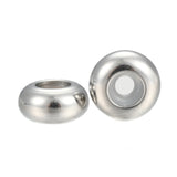 304 Stainless Steel Beads, with Rubber Inside, Slider Beads, Stopper Beads, Rondelle, Stainless Steel Color, 8x4mm, Hole: 3.5mm, Rubber Hole: 2mm, 50pc/Set