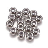 304 Stainless Steel Beads, with Rubber Inside, Slider Beads, Stopper Beads, Rondelle, Stainless Steel Color, 8x4mm, Hole: 3.5mm, Rubber Hole: 2mm, 50pc/Set