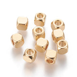 304 Stainless Steel Spacer Beads, Cube, Golden, 4x4x4mm, Hole: 2mm, 30pcs/Set